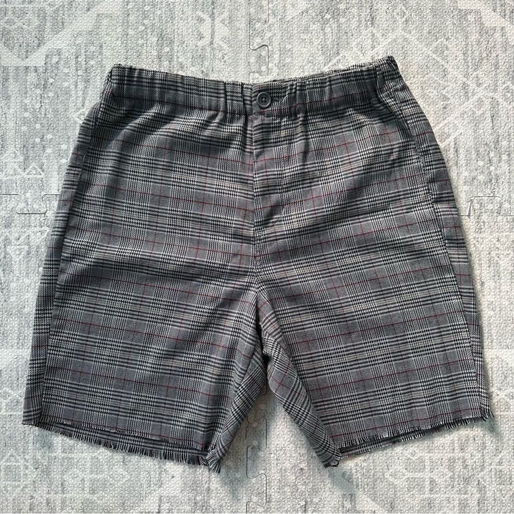 John Galt Brandy Melville Houndstooth Plaid Cutoff Raw Hem Shorts Size XS-S